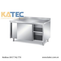 11. CABINET TABLES WITH DOUBLE SLIDING DOORS AND BACKSPLASH