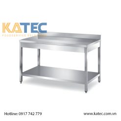 8. TABLES ON LEGS WITH UNDERSHELF AND BACKSPLASH